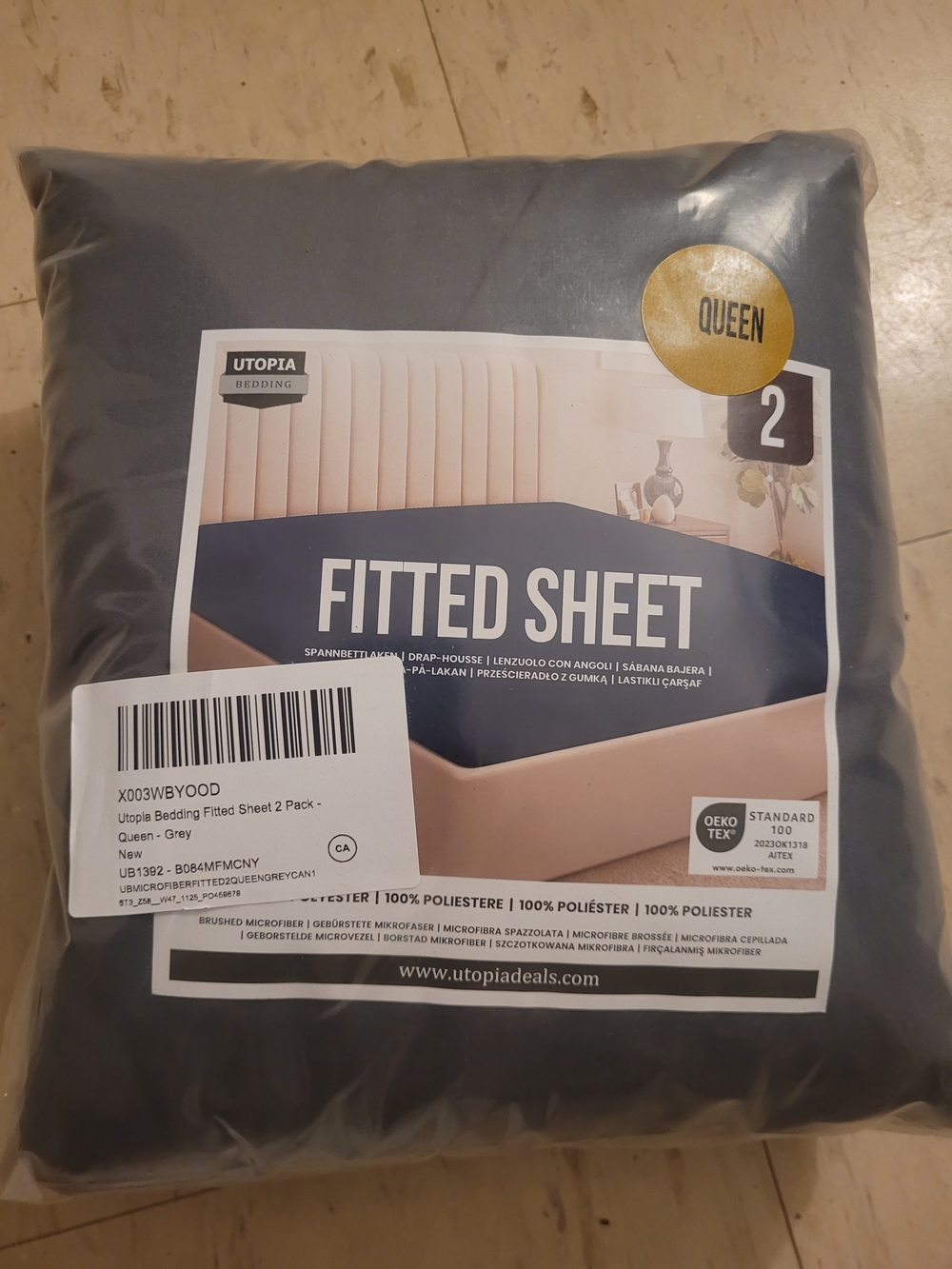 Utopia Bedding Queen Fitted Sheet - Gray